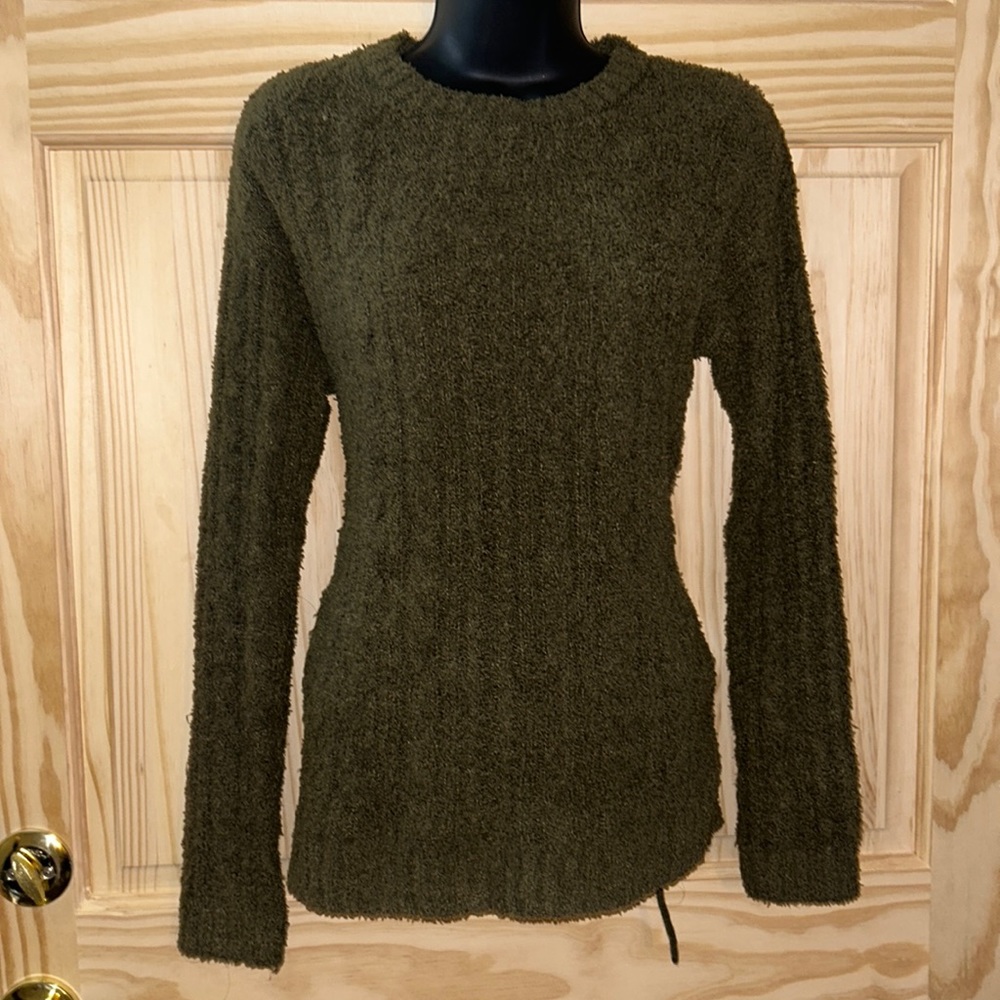 fuzzy soft olive green sweater